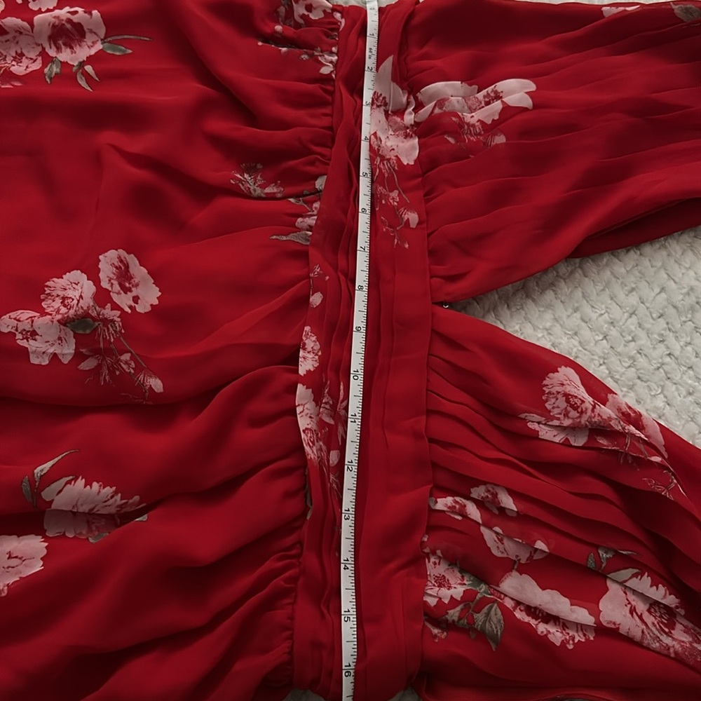 Size XL Lulus red floral dress, summer dress, wedding dress, any occasion dress! - Picture 5 of 12